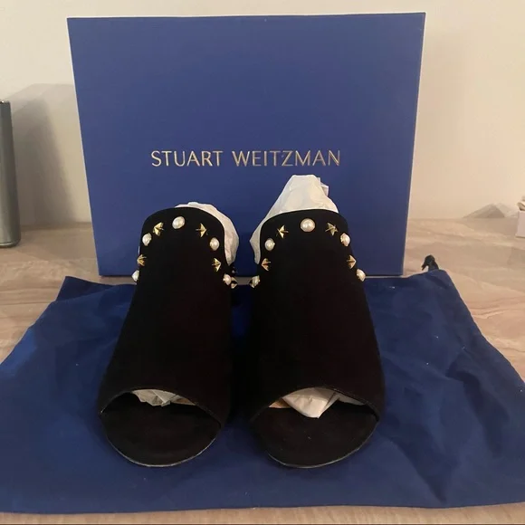 Stuart Weitzman Dohickey Embellished Suede Mule Sandal - Picture 4 of 8